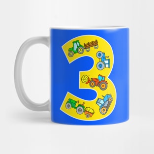 Tractor Farm Vehicles 3 Year Birthday Mug